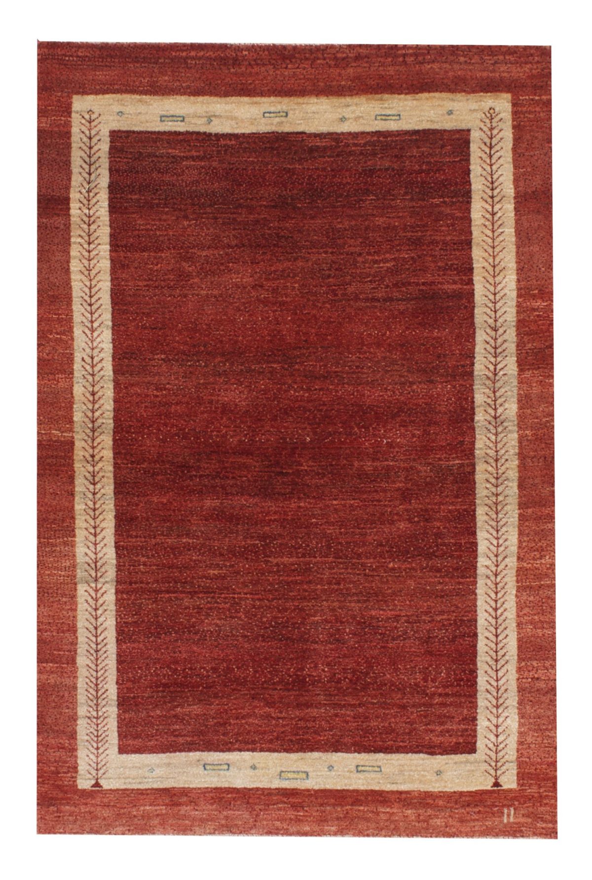Persian Gabbeh 3' 4" x 4' 11" Red Wool Handmade Area Rug - Shabahang Royal Carpet