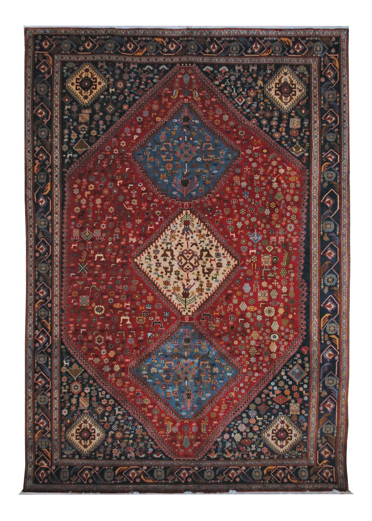 Vintage Persian Ghashghaei 6' 5" x 9' 6" Handmade Wool Area Rug - Shabahang Royal Carpet