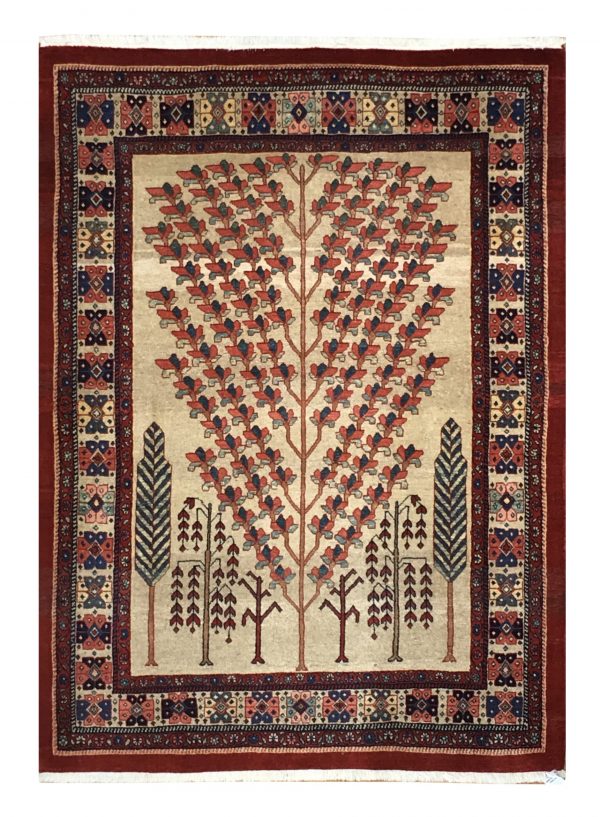 Antique Persian Bakhtiari 4' 6" x 6' 5" Handmade Wool Area Rug - Shabahang Royal Carpet