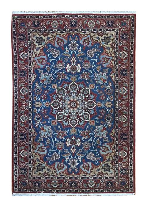 Vintage Persian Esfahan 3' 5" x 5' 3" Handmade Wool Area Rug - Shabahang Royal Carpet