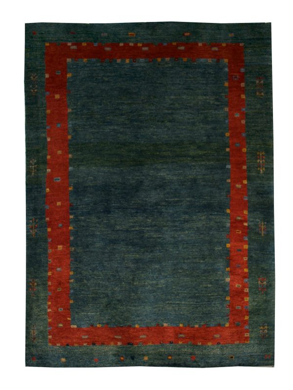Persian Gabbeh 4' 1" x 5' 5" Green Wool Handmade Area Rug - Shabahang Royal Carpet