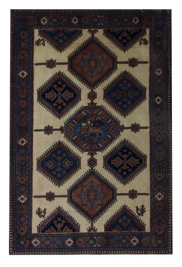 Persian Yallameh 3' 5" x 5' 1" Biege Wool Handmade Area Rug - Shabahang Royal Carpet
