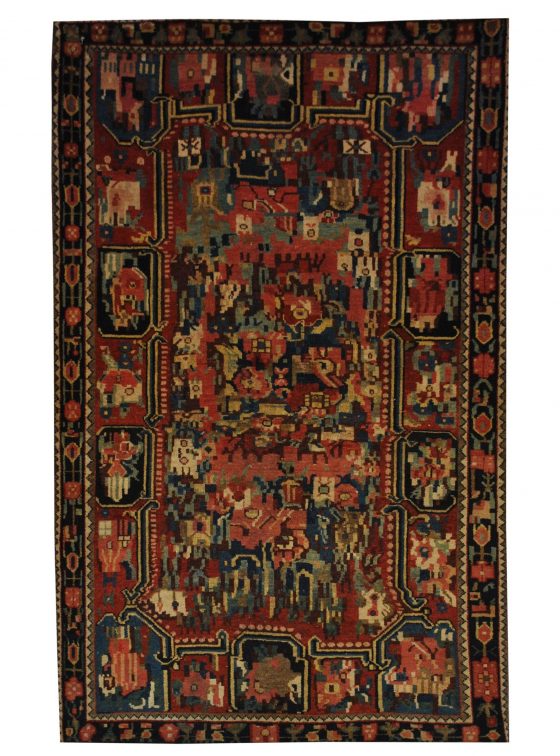 Antique Persian Bakhtiari 4' 7" x 6' 9" Handmade Wool Area Rug - Shabahang Royal Carpet